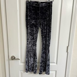 Intimately Free People Grey Crushed Velvet Flare Pants